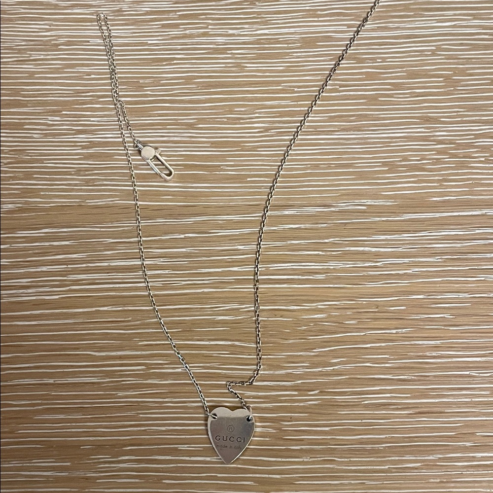 Gucci Silver Heart Charm Necklace